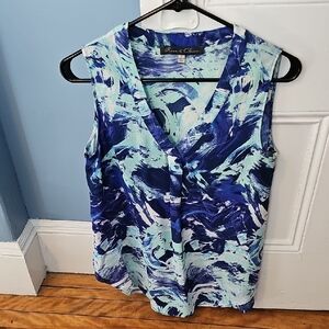 Rose & Olive Abstract Blue and White Blouse